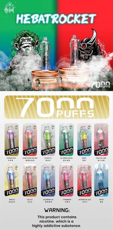 HEBAT喜貝五代拋棄式7000口可充電🔋 (拆單另外寄)